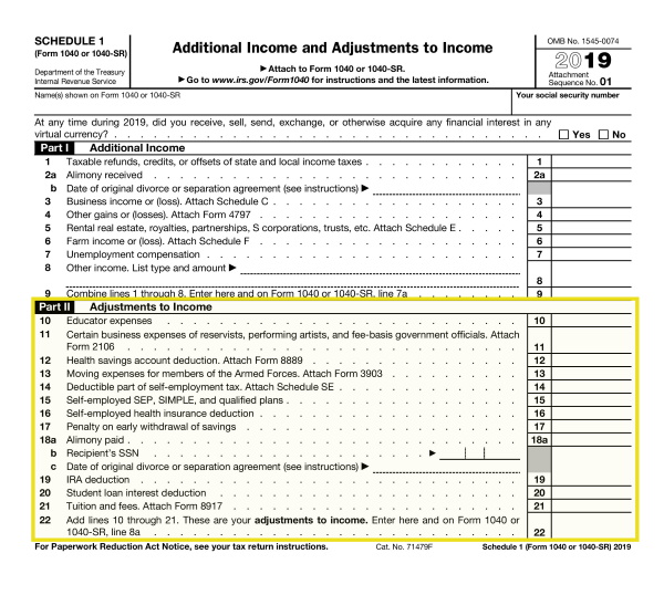 Irs Schedule 1 Instructions 2022 Tax Deductions, No Itemizing Necessary! - Bacon And Gendreau