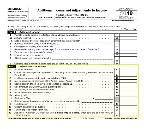 Schedule 1 1040 Form 2020 Instructions New Form